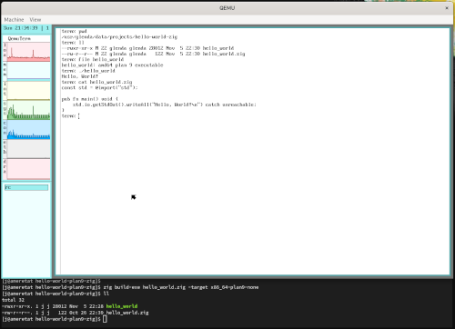 Zig program cross compiled for plan9